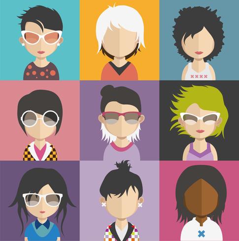 Set of colorful avatars of characters vector