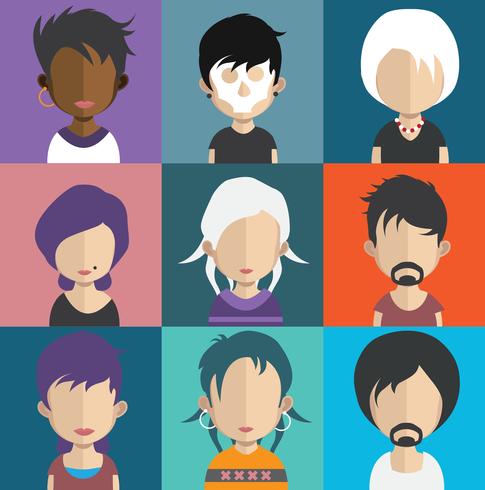 Set of colorful avatars of characters vector