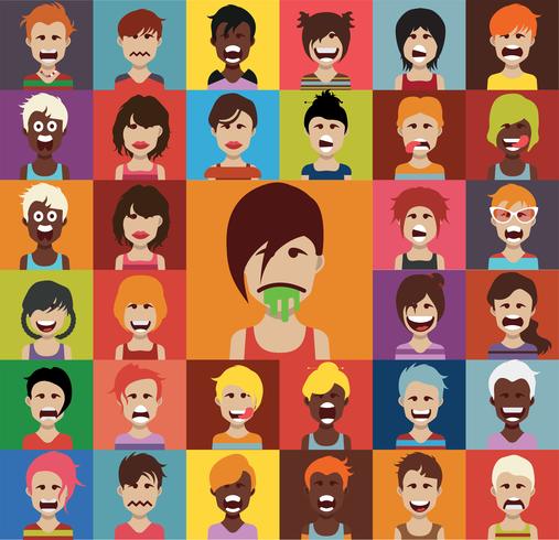 Set of colorful avatars of characters vector