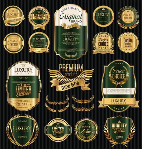 Luxury premium golden badges and labels vector