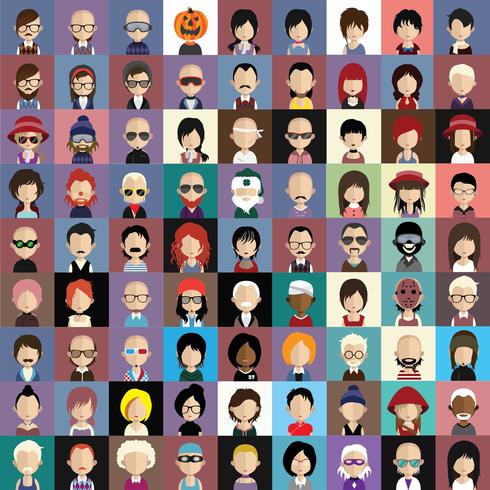 Set of colorful avatars of characters vector