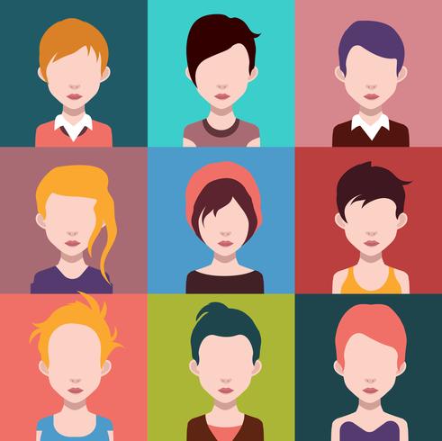Set of colorful avatars of characters vector