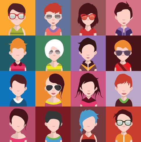 Conjunto de coloridos avatares de personajes. vector