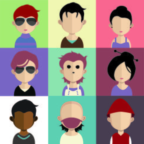 Set of colorful avatars of characters vector