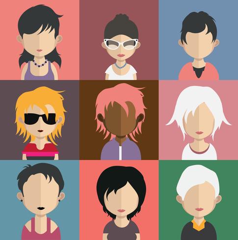 Set of colorful avatars of characters vector