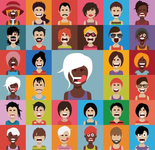 Set of colorful avatars of characters vector