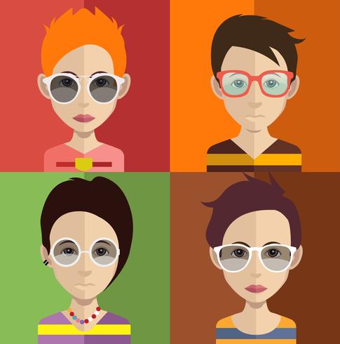 Conjunto de coloridos avatares de personajes. vector