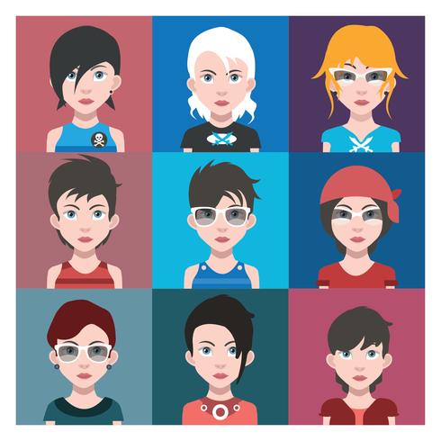 Conjunto de coloridos avatares de personajes. vector