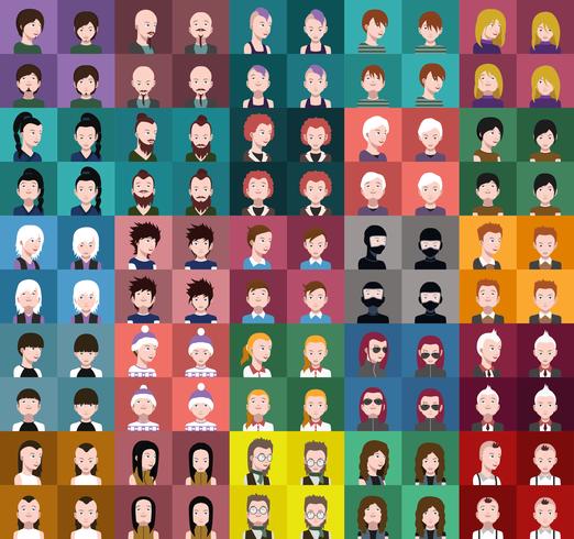 Set of colorful avatars of characters vector