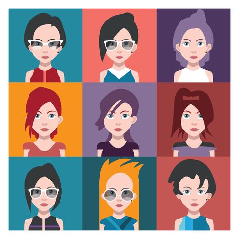 Conjunto de coloridos avatares de personajes. vector