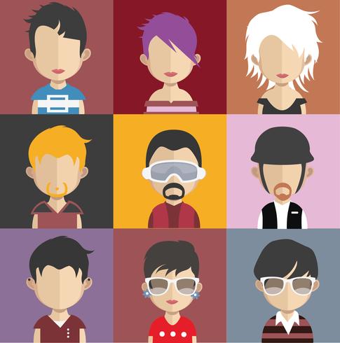 Conjunto de coloridos avatares de personajes. vector