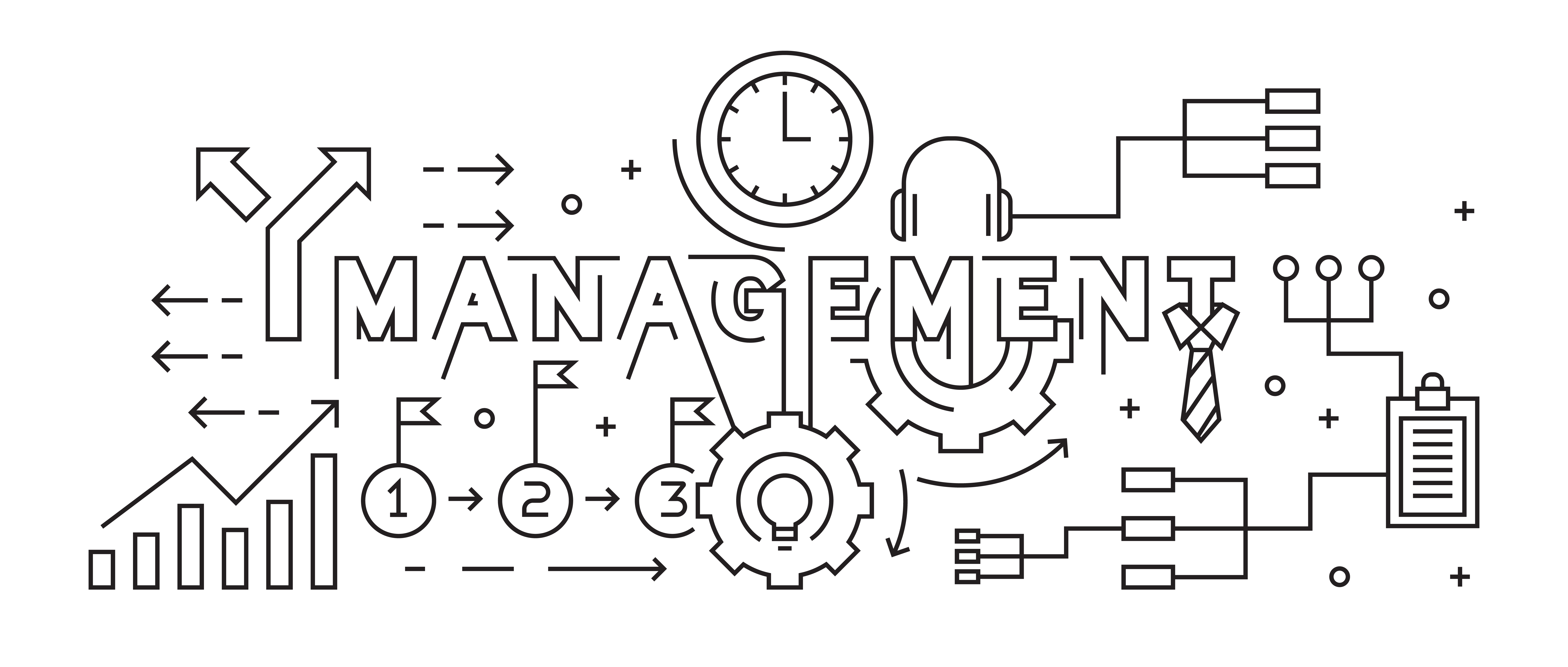 Management Concept Line Art Design Black And White Doodle Vector