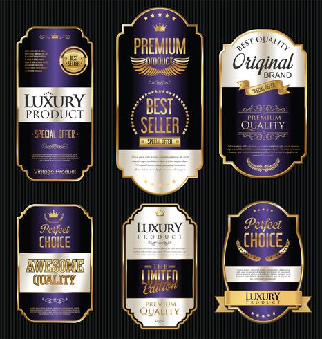 Luxury premium golden badges and labels vector