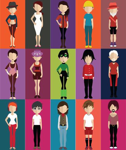 Conjunto de coloridos avatares de personajes. vector