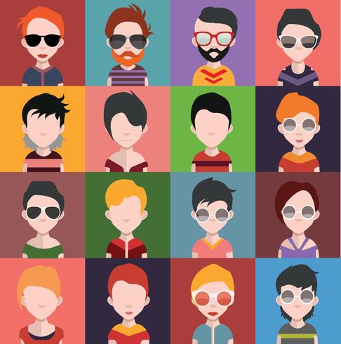 Conjunto de coloridos avatares de personajes. vector