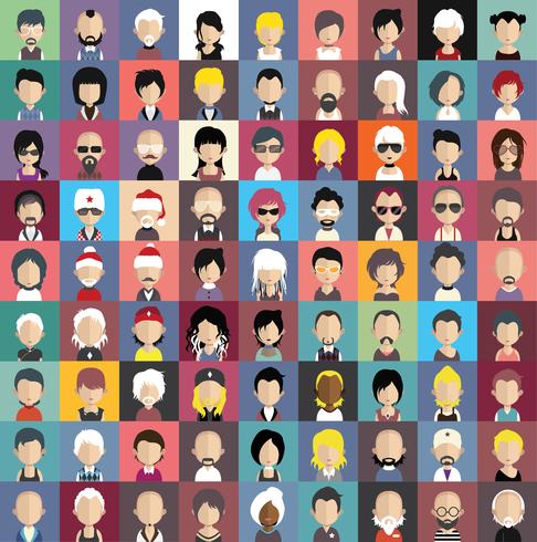 Conjunto de coloridos avatares de personajes. vector