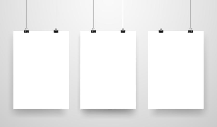 Mock-Up Realistic White Poster Hanging vector