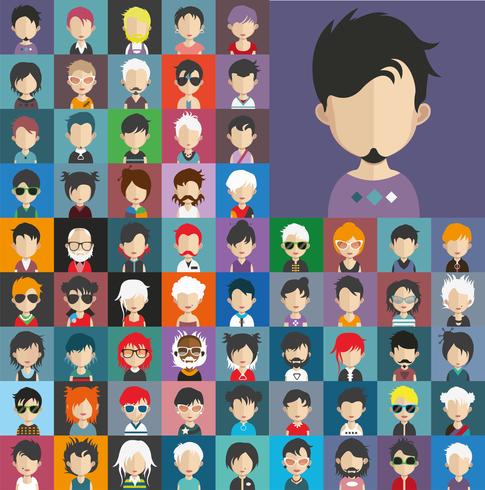 Colección Avatar de varios personajes masculinos y femeninos. vector