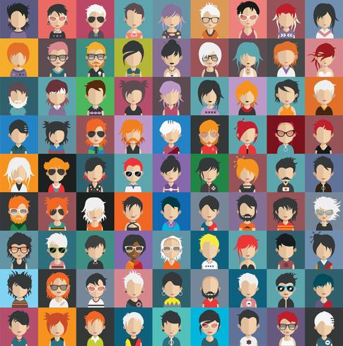 Set of colorful avatars of characters vector