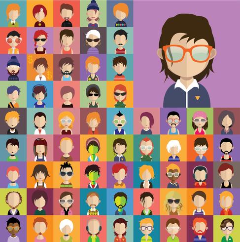 Colección Avatar de varios personajes masculinos y femeninos. vector