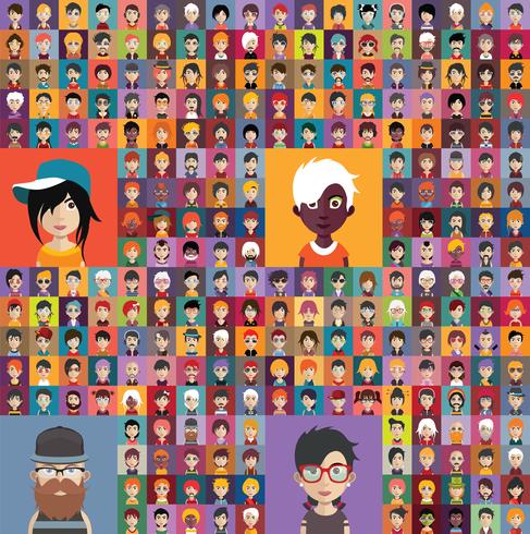 Conjunto de coloridos avatares de personajes. vector