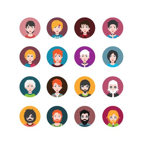 Conjunto de coloridos avatares de personajes. vector