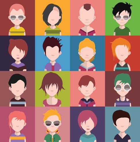 Conjunto de coloridos avatares de personajes. vector