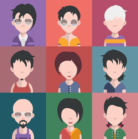 Conjunto de coloridos avatares de personajes. vector