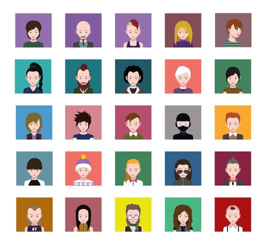 Set of colorful avatars of characters vector