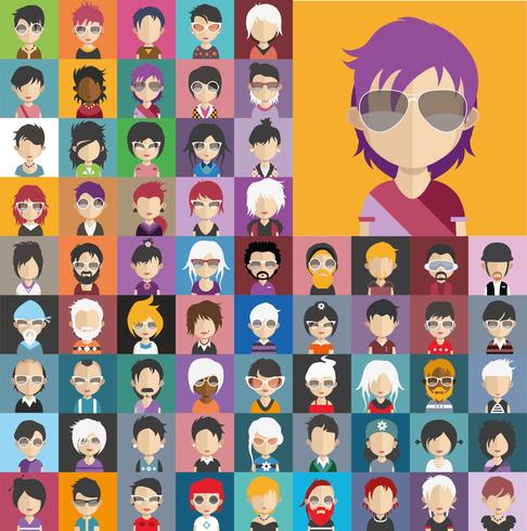 Colección Avatar de varios personajes masculinos y femeninos. vector