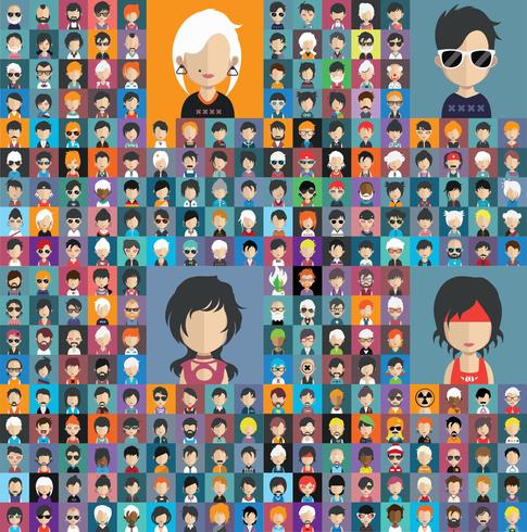 Set of colorful avatars of characters vector