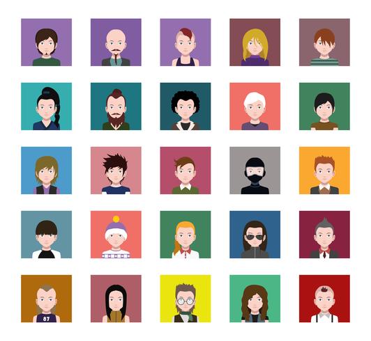 Set of colorful avatars of characters vector