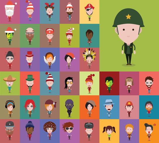 Avatar collection of various male and female characters vector