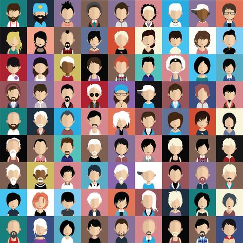 Set of colorful avatars of characters vector