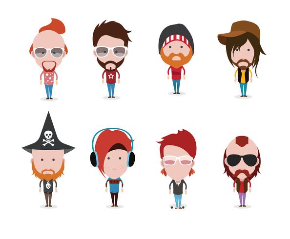 Conjunto de coloridos avatares de personajes. vector