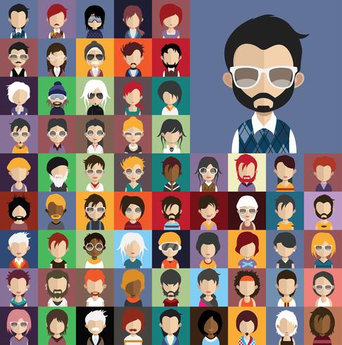 Colección Avatar de varios personajes masculinos y femeninos. vector