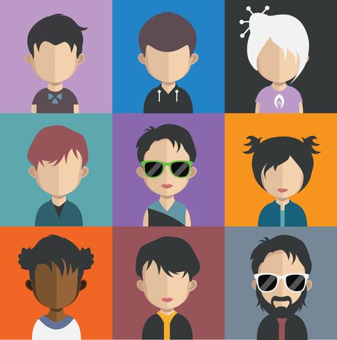 Conjunto de coloridos avatares de personajes. vector