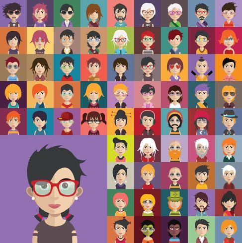 Colección Avatar de varios personajes masculinos y femeninos. vector