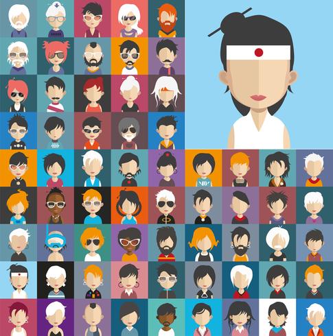 Avatar collection of various male and female characters vector