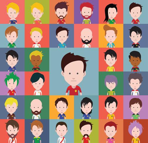 Set of colorful avatars of characters vector