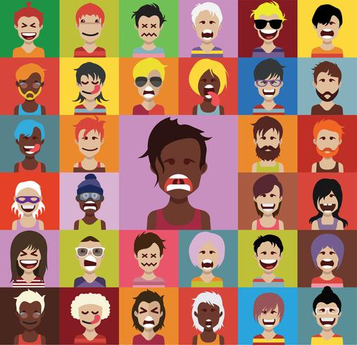 Set of colorful avatars of characters vector