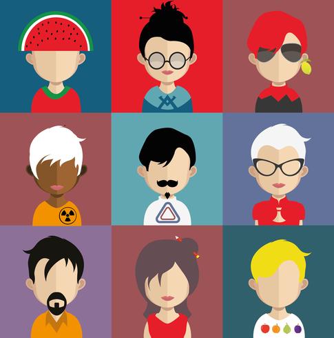 Set of colorful avatars of characters vector