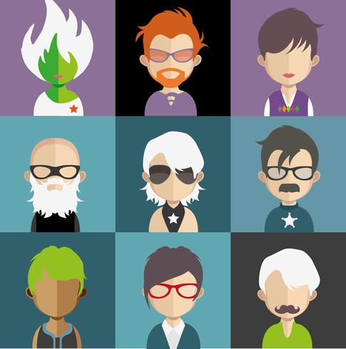 Set of colorful avatars of characters vector