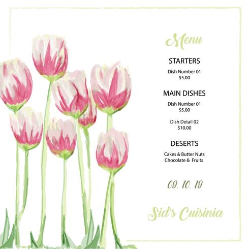 Watercolor floral elegant wedding invitation vector