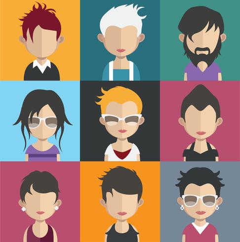 Conjunto de coloridos avatares de personajes. vector