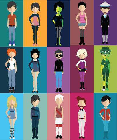 Set of colorful avatars of characters vector