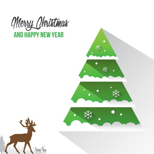 Merry Christmas and Happy New Year Decorations Card with Snow Flake Bokeh Vector Background