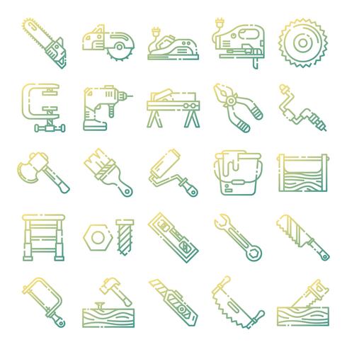 Carpenter icons pack vector