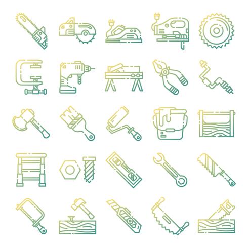 Carpenter icons pack vector