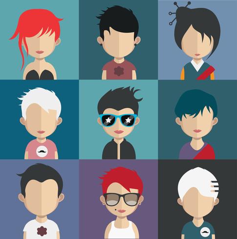 Set of colorful avatars of characters vector